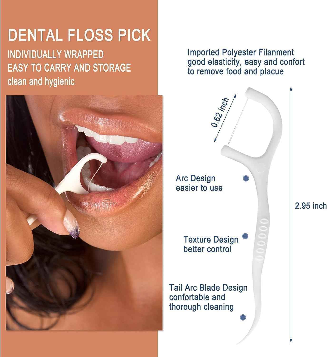 1000 Count Individually Wrapped Dental Floss Picks - Travel, Unflavored, Disposable Tooth Flossers - Single Wrapped Dental Picks