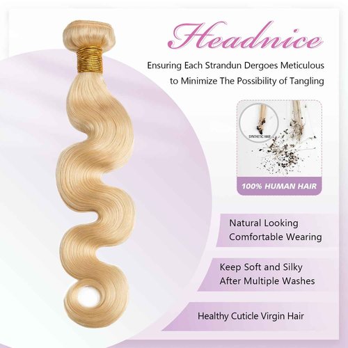 613 Blonde Bundles Human Hair Body Wave Single Bundle 16 Inch 12A Grade 100% Unprocessed Human Hair Brazilian Virgin Hair Weave 613 Body Wave Bundles Machine Double Weft 100G