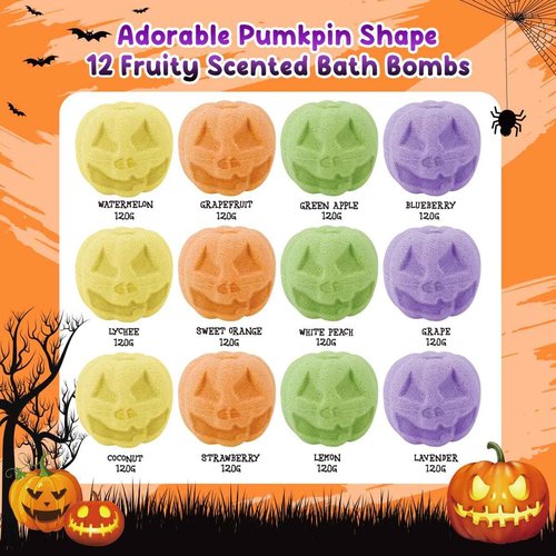 12 Piece Halloween Bath Bombs with Toys Inside for Kids, Bath Bombs with Surprise Inside, Halloween Party Favors for Kids, Halloween Trick or Treat Treat Gifts…