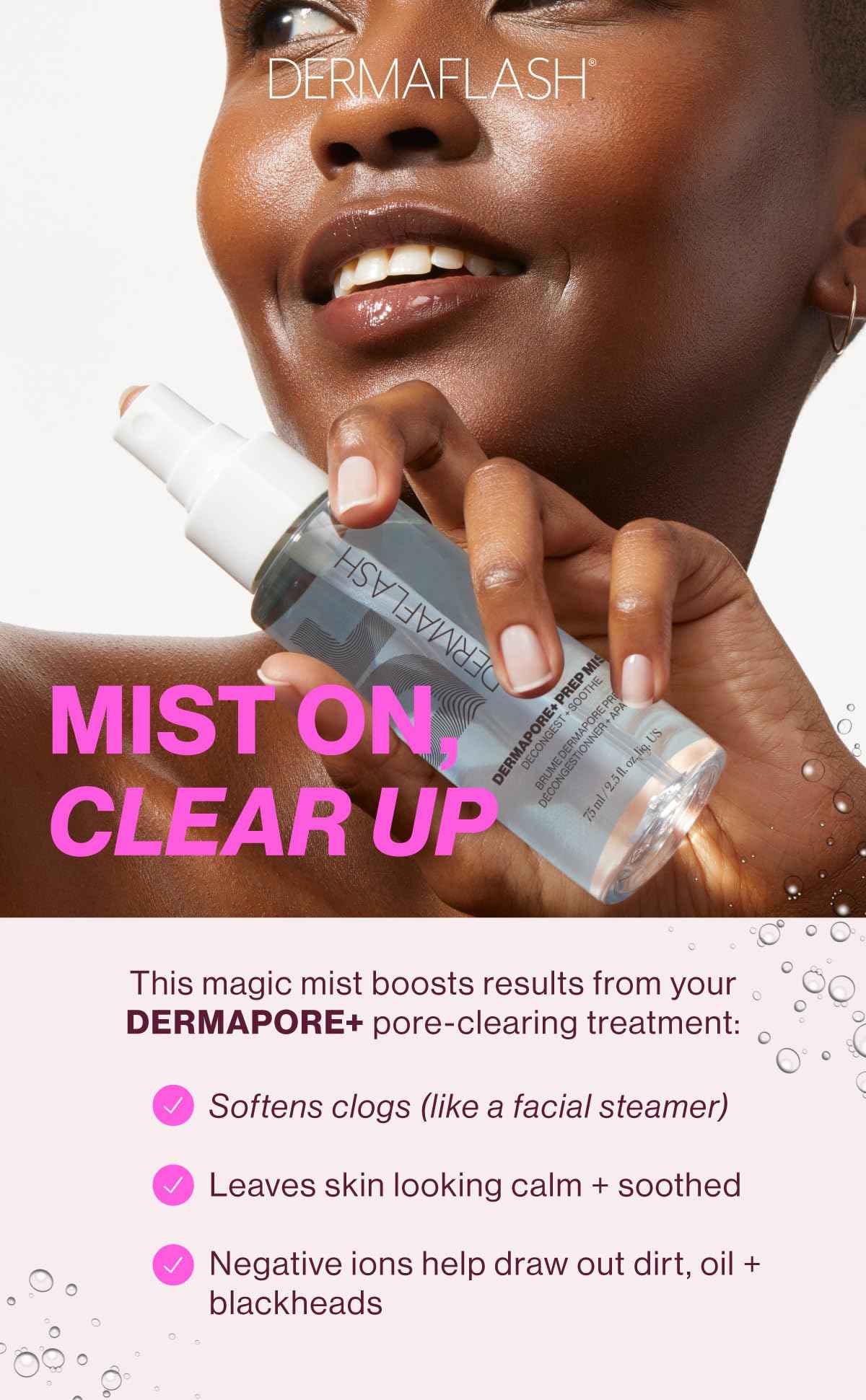 DERMAFLASH DERMAPORE+ Prep Face Mist, Mineral Facial Cleanser & Pore Minimizer for Face, 30ml