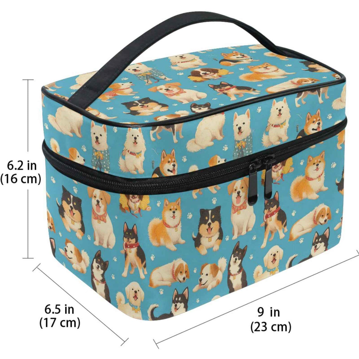 Cute Dog Puppy Makeup Bag Cosmetic Bag for Women Girls Cartoon Animal Paw Portable makeup pouch Box Large Capacity Travel Toiletry Brush Bag Zip Storage Bag Accessories Organizer