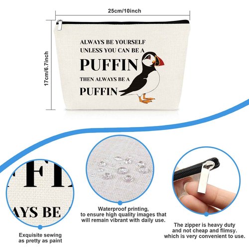 Puffin Gifts Puffin Bird Lover Gift Cosmetic Bag Animal Lover Gift for Women Makeup Bag Birdwatcher Gifts Seabird Gift Idea Christmas Birthday Graduation Gift for Daughter Friends Sister Travel Pouch