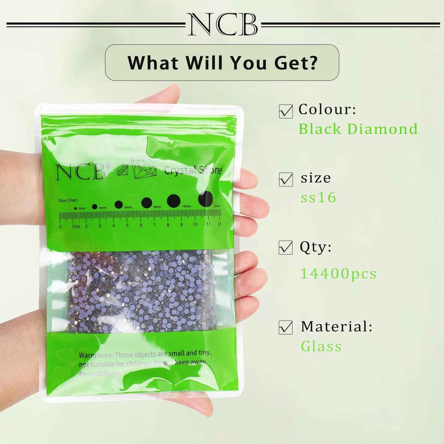 NCB 14400pcs Hotfix Crystal Rhinestones for Clothes Crafts, Hot Fix Bulk Flatback Crystals, Iron on Hotfix for DIY Decoration 100 Gross (Black Diamond, ss16/14400pcs)