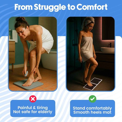 PDQR Premium Pumice Mat for Feet with 100 & 180 Grit Stones, Callus Remover and Exfoliator for Smooth Heels and Toes, Gentle Durable Foot Care Tool for at-Home Pedicure and Spa Softness