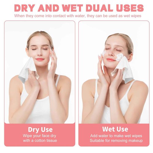 100 Count Disposable Face Towel, Ultra Soft & Thick Washcloths, Biodegradable Facial Towels for Sensitive Skin, Makeup Remover Dry Wipes, Lint-Free Towelettes for Cleansing (6 Pack)