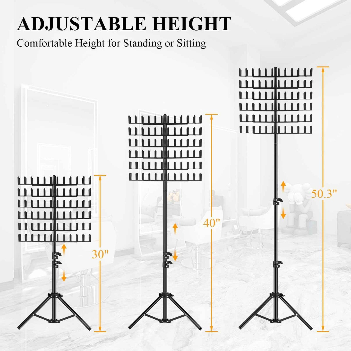 JANMPASK Braiding Hair Rack Height Adjustable 144 Pegs Braiding Rack Hair Extension Holder with Hair Braiding Tools Hair Divider Rack for Braiding Hair Separator Stand (black)