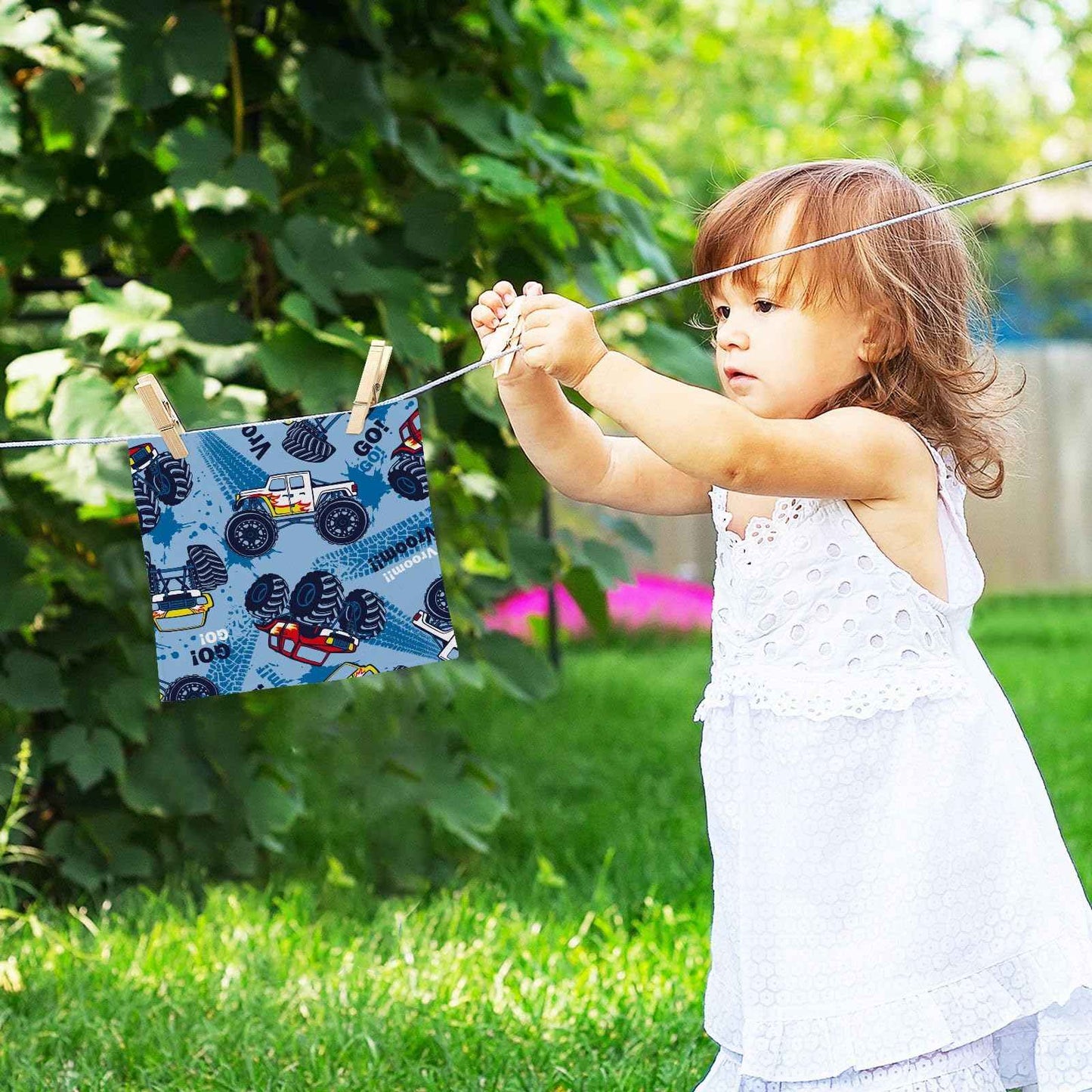 SUABO Soft Cotton Kid's Bath Washcloths,Monster Truck Cars Towel,Set 6