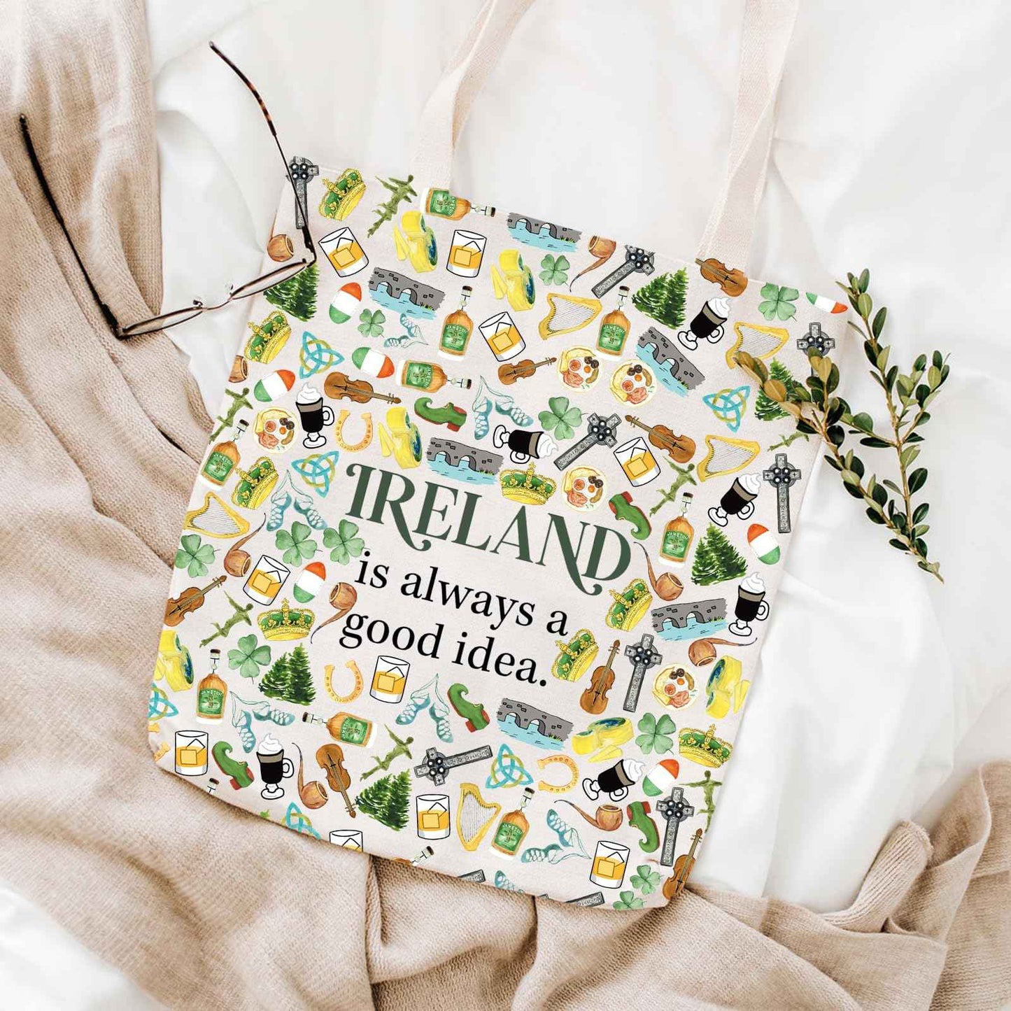 WCGXKO Ireland Trip Gift: Ireland Lover Zipper Pouch Makeup Bag (Idea Tote)
