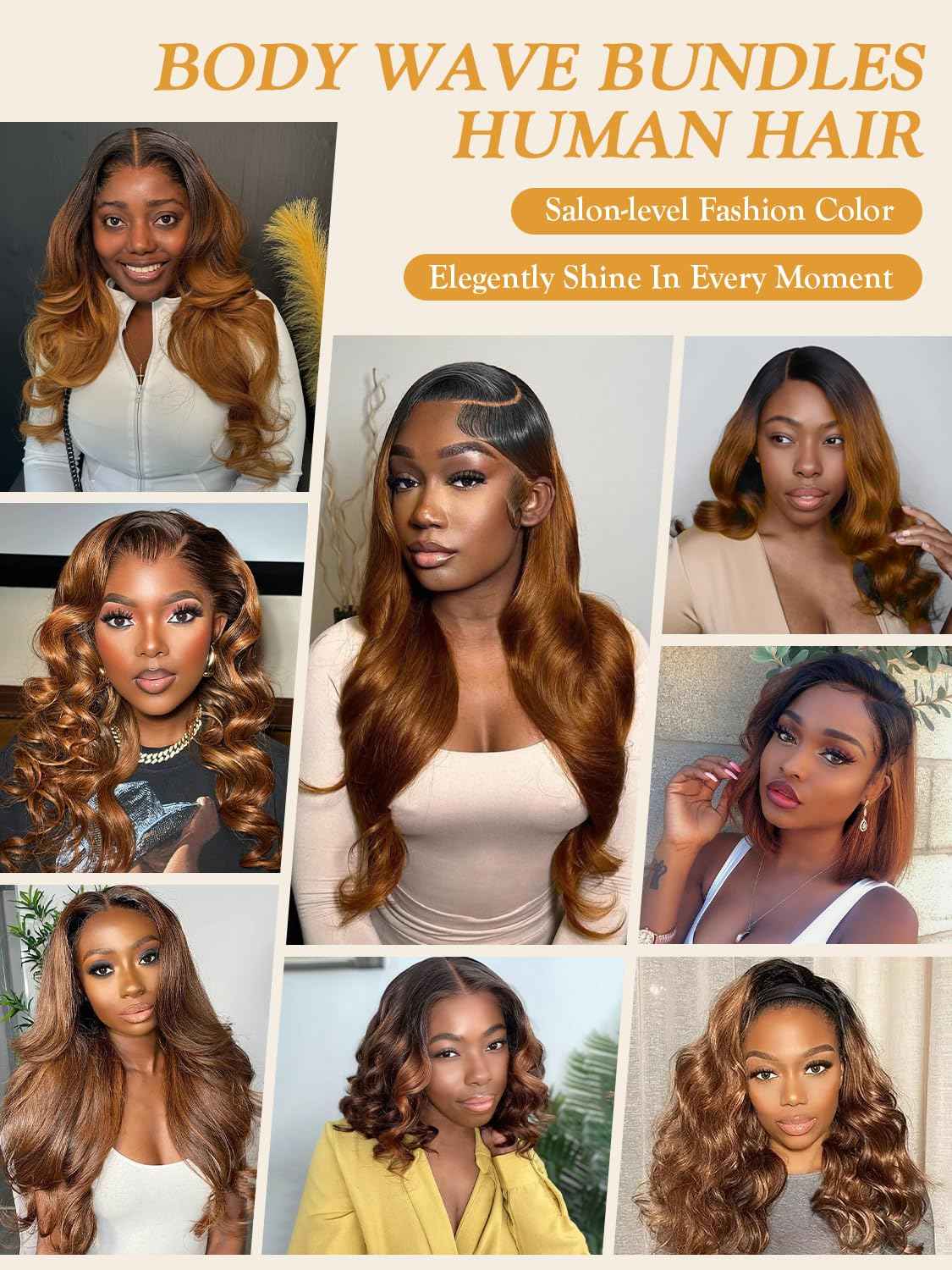 Two Tone Color T1B/30 Ombre Honey Brown Human Hair Bundles Body Wave, #T30 Ombre Light Auburn Brown Loose Wave Sew In Quick Weave Hair Tracks, 12A 100% Unprocessed Raw Brazilian Virgin Hair 12 Inch