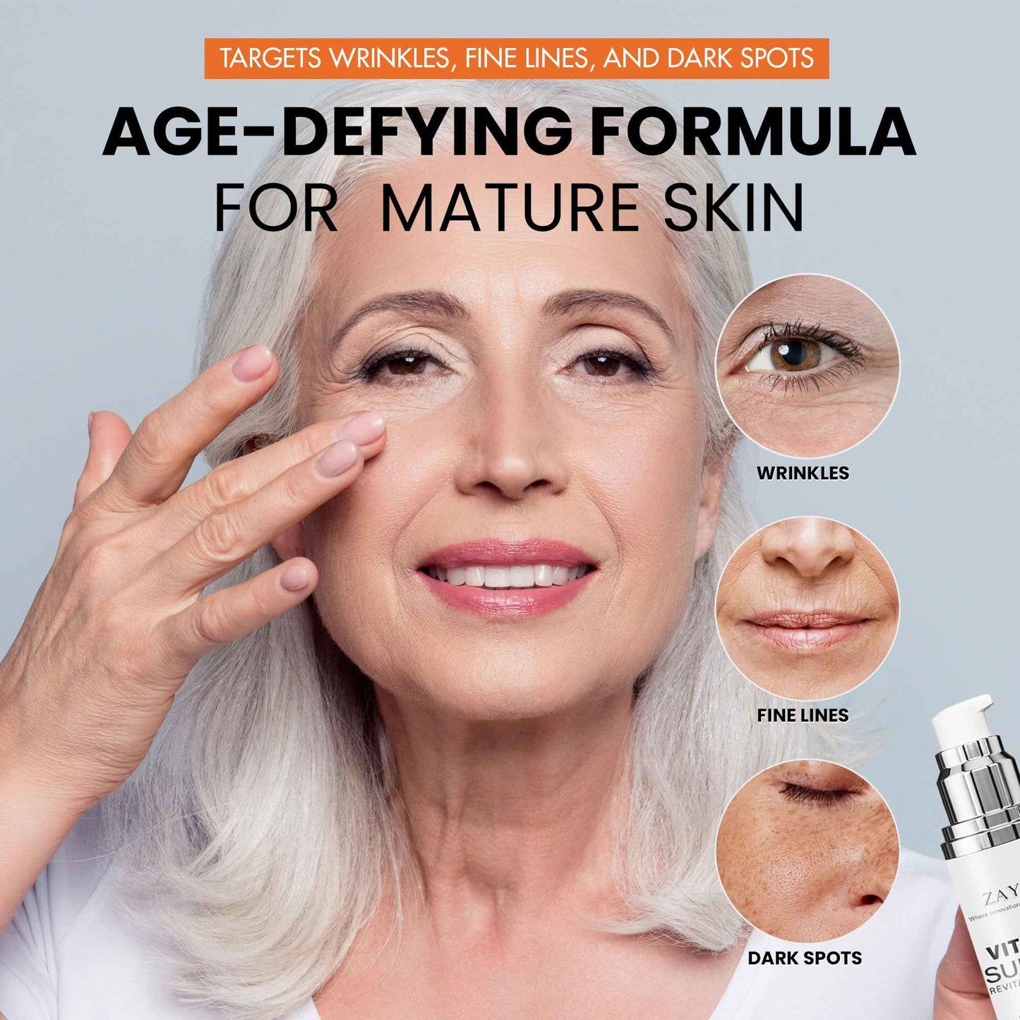 Super Vitamin C Face Serum for Mature Skin: All-In-One Hydrating Anti-Aging Formula - Vitamin C, Hyaluronic Acid, Vitamin E, Caffeine - Face Lift Serum for Wrinkles, Dark Spots - 1.7 fl. oz.