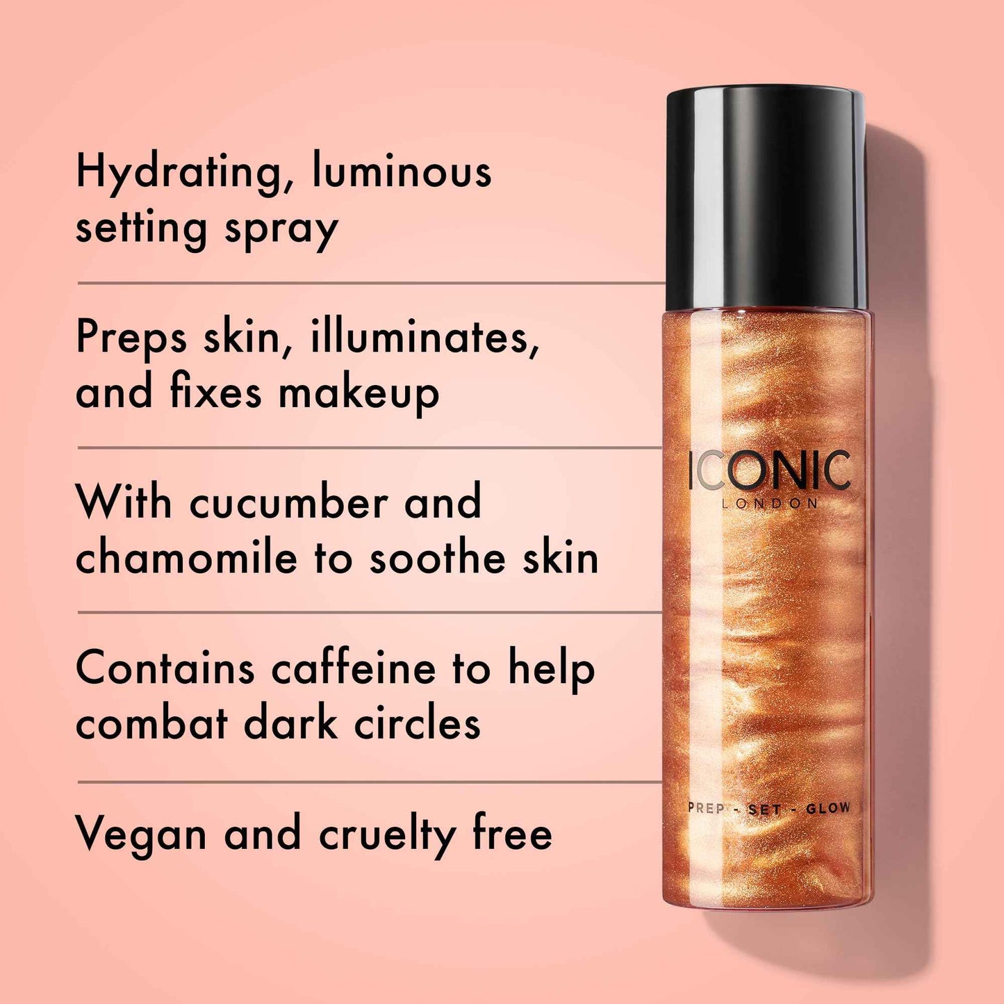 ICONIC LONDON Prep-Set-Glow | Hydrating + Setting + Glowing Spray, 3-in-1 Formula for a Dewy, Radiant Finish, Cruelty-Free, Vegan Makeup, 4.22 Fl oz