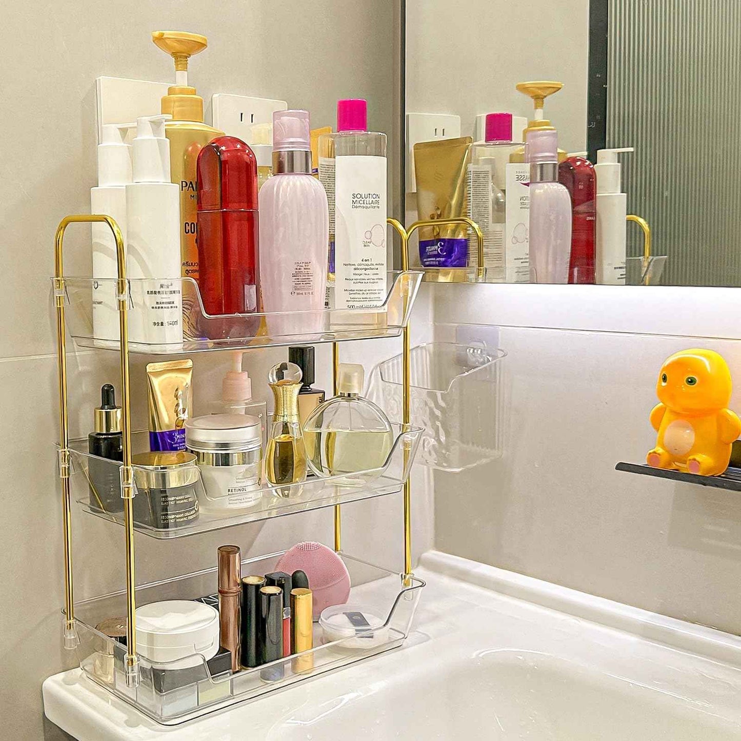 Leoenir 3-Tier Bathroom Organizer Countertop – Makeup, Perfume, and Skincare Storage Tray for Bathroom, Dresser, and Vanity