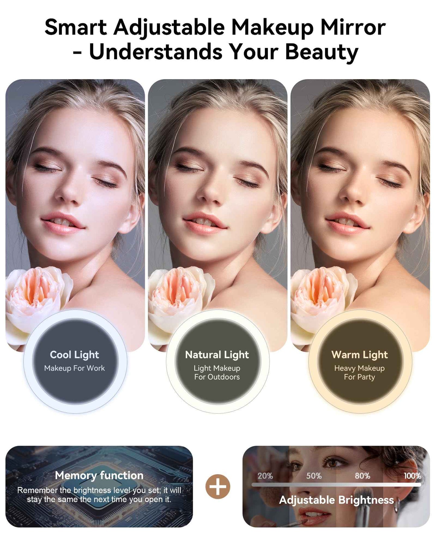 JUSRON Travel Makeup Bag With LED Mirror,Train Case with Light up Mirror, Portable Makeup Artist Organizer Bag with Adjustable Dividers (Black, Large)