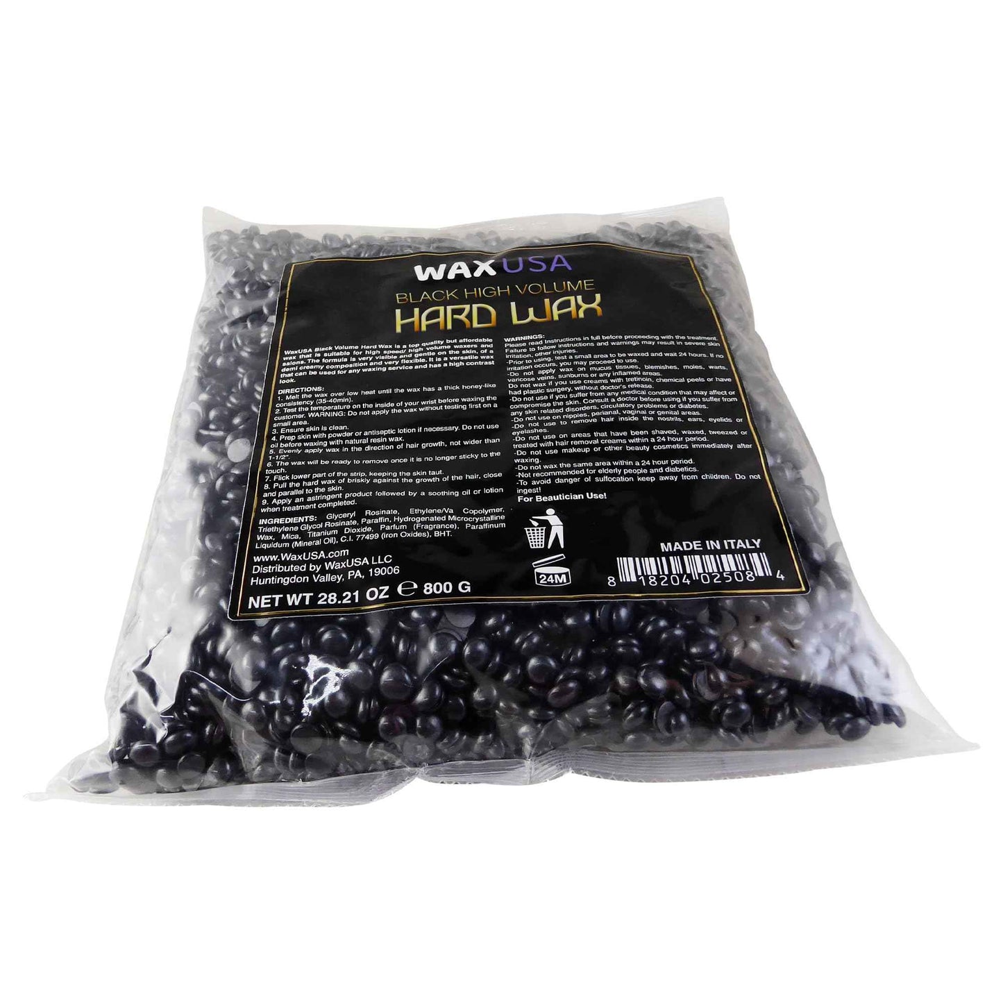 WAXUSA Black High Volume Depilatory Hard Wax Beads 800 g | 1.76 lb