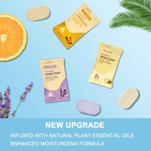 flowcheer Foaming Hand Soap Tablet Refills+ Pump Bottle Dispenser 12 OZ/350 ML Refillable with 12 Pack Variety Fragrance Soap Refills Tablet