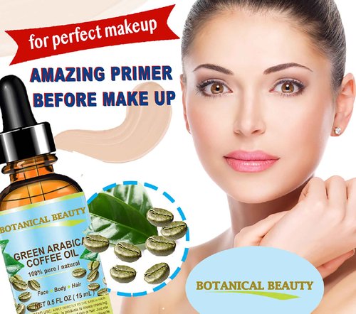 Botanical Beauty GREEN ARABICA COFFEE OIL Brazilian 100% Pure Virgin Unrefined for Face, Skin, Hair, Lip, Nails. Anti - Aging Face Oil (2 Fl Oz)