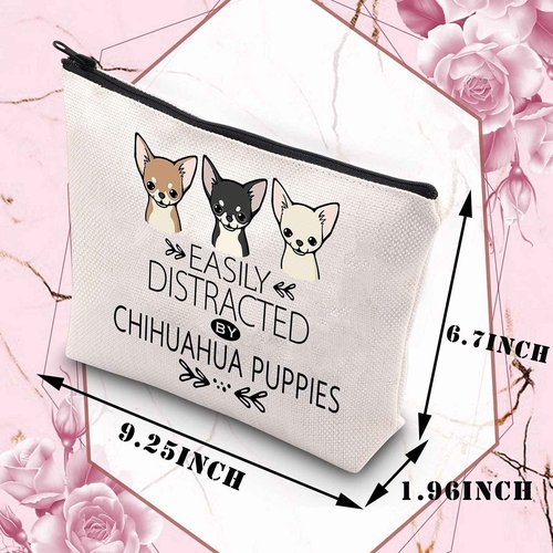 BDPWSS Chihuahua Gift For Chihuahua Lover Cute Chihuahua Makeup Bag Chihuahua Dog Puppy Gift Funny Chihuahua Themed Cosmetic Bag For Chihuahua Mom (Chihuahua Puppies)