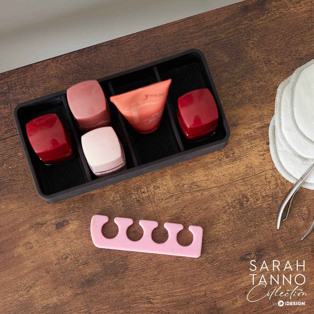 iDesign The Sarah Tanno Collection 4 Slot Silicone Cosmetic Drawer Organizer, Black