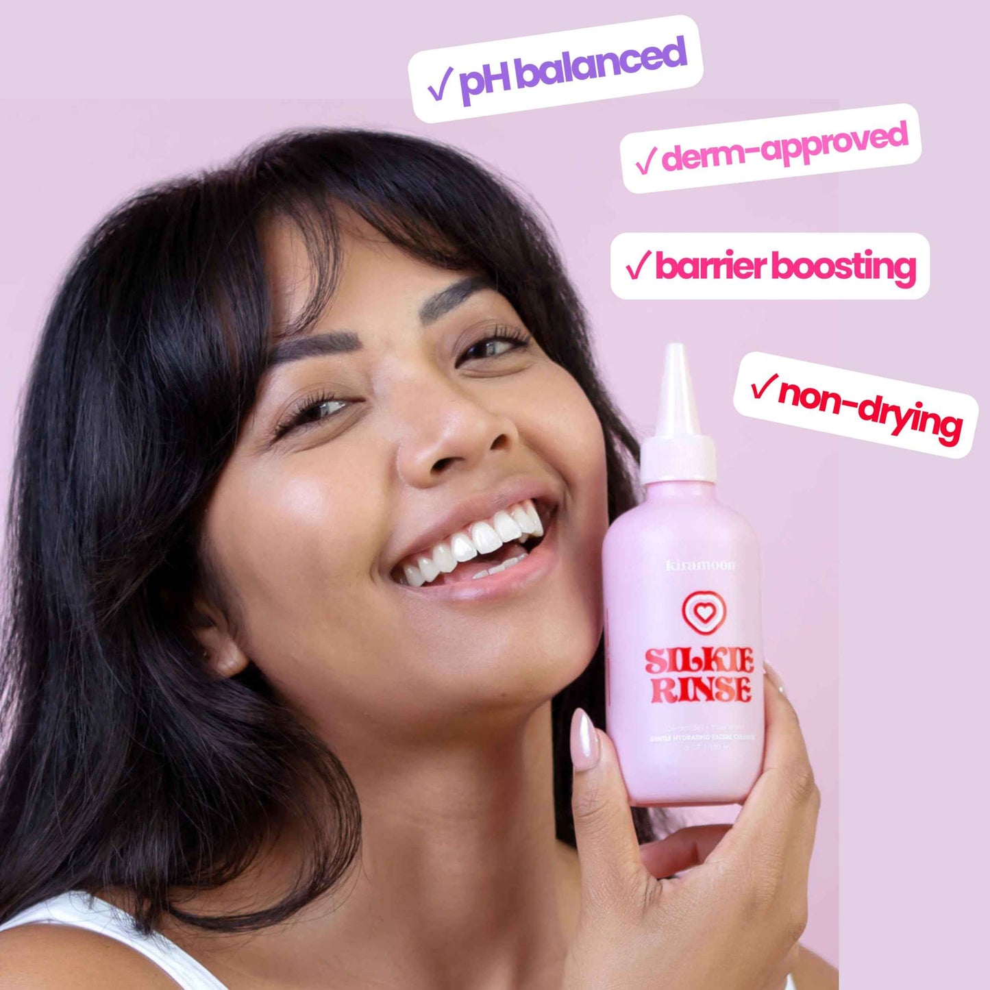 Kiramoon Face Wash Silkie Rinse Hydrating Gentle Face Cleanser for Dry or Sensitive Skin - Hydrating Makeup Remover & Face Wash w/Ceramides & Squalane