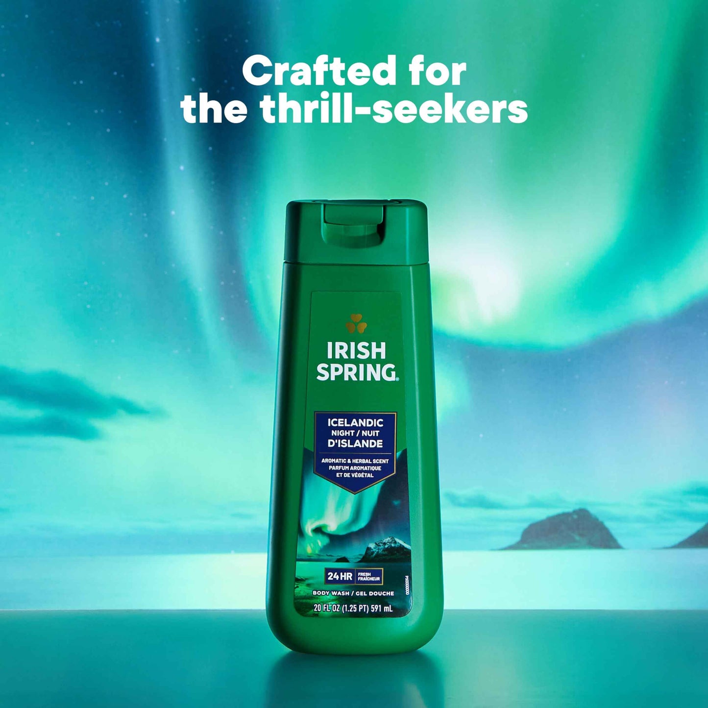 Irish Spring Icelandic Night Moisturizing Face and Body Wash for Men, 24 Hour Fresh, Paraben Free, Aromatic and Herbal Scent, 20 fl oz Bottle (Pack of 4)