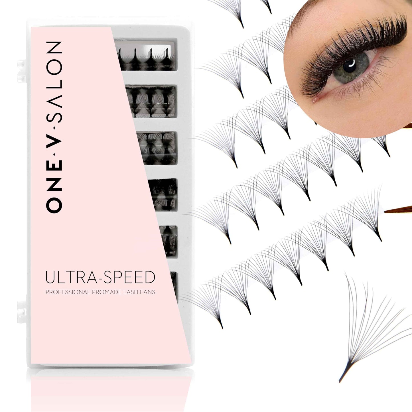 One V Salon Pro 14D Ultra-Speed Promade Fans,1000 Premade Extreme Mega Volume Lash Fans | D Curl | 0.05 | 9–15 mm Mixed Lengths | Thin Base, Fast Application Eyelash Extensions(Ultra 14D-0.05-D Curl)