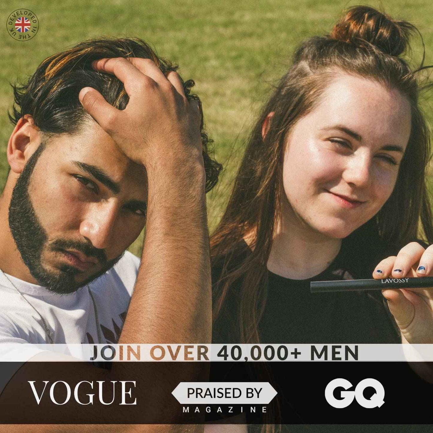 LAVOSSY Beard Pencil Filler for Men - Black, Pack of 3 - Long Lasting and Easy to Use with Blending Brush, Water/Sweat Proof, Fills Patchy Beard, Moneyback Promise