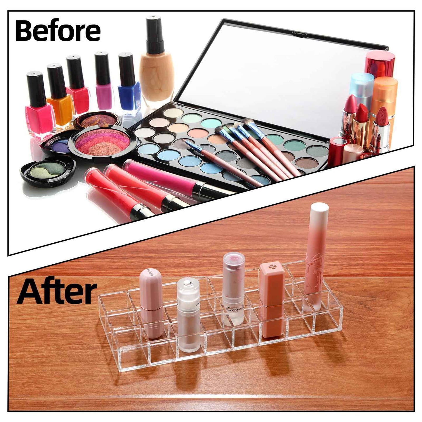 Kigley 3 Pcs Clear Lipstick Organizer Acrylic Lip Gloss Holder Cosmetic Storage Lipstick Display Case for Women Perfume Sample Drawer Brushes Bottles Birthday Gift(24 Grid)