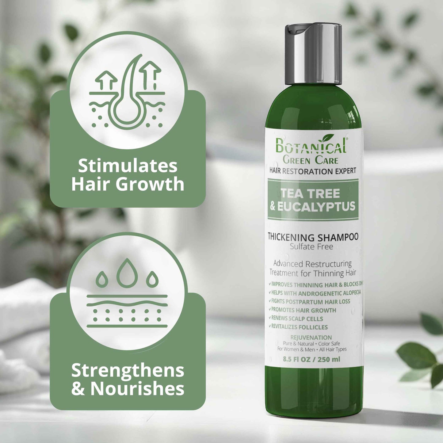 Tea Tree & Eucalyptus Shampoo for Hair Growth & Thinning Hair - Thickening, Sulfate-Free