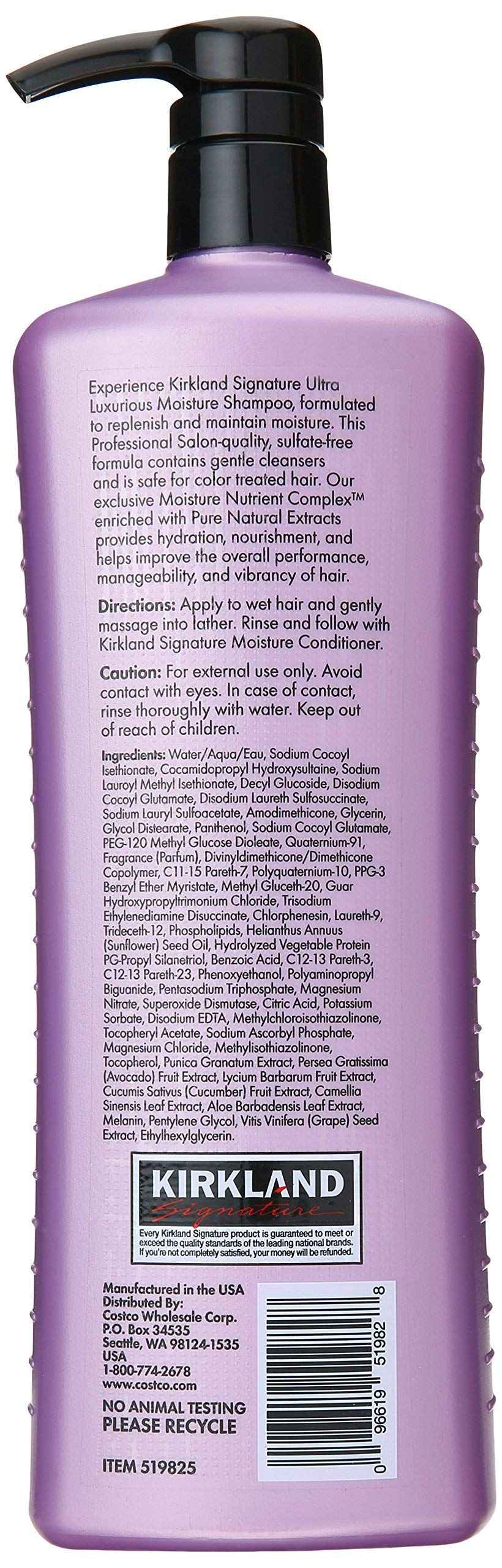 Kirkland Signature Moisture Shampoo, 33.8 Fluid Ounce (2 Pack)