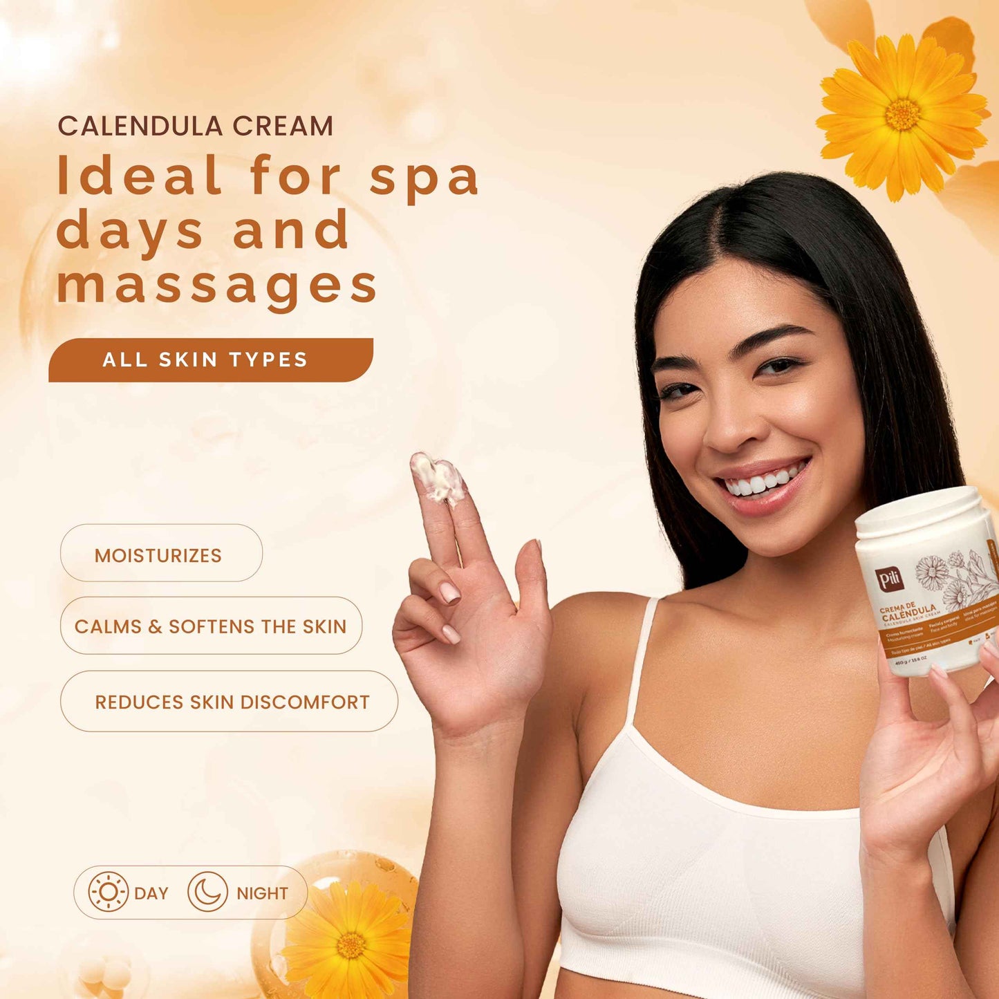 Pili Natural Calendula Cream - Moisturizing Cream for Rough, Dry, or Chapped Skin (15 oz)