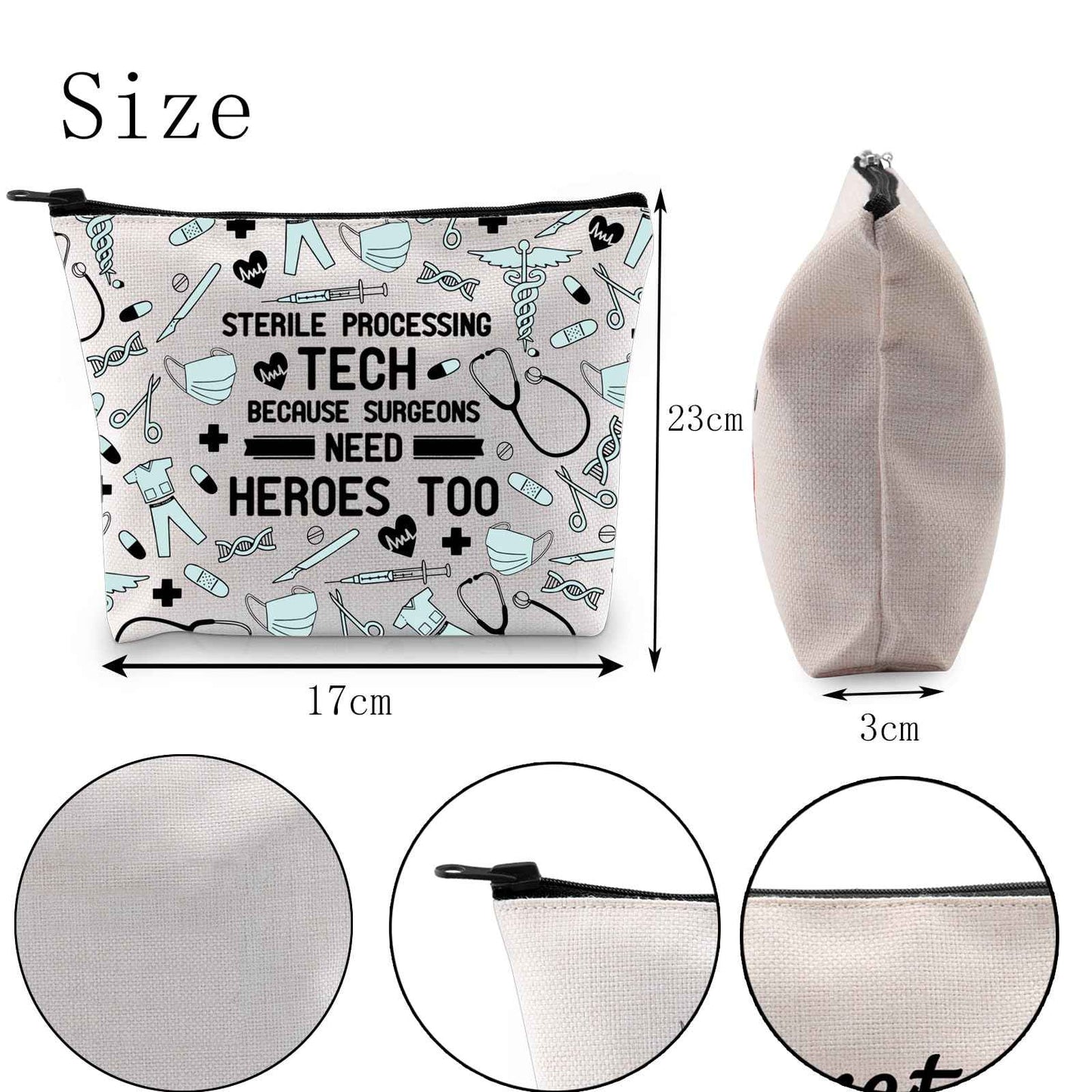 POFULL Sterile Processing Tech Gift Sterile Processing Tech Because Surgeons Need Heroes Too Cosmetic Bag Surgical Tech Gift (Sterile Processing Tech Cosmetic Bag)