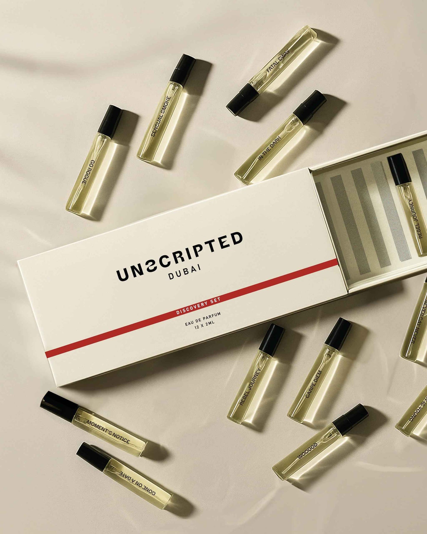 Unscripted Discovery Set - Mini Perfumes for Women and Men - Travel Size Perfume Spray Vials with Vanilla, Lavender, Sandalwood, Leather - 12 pc