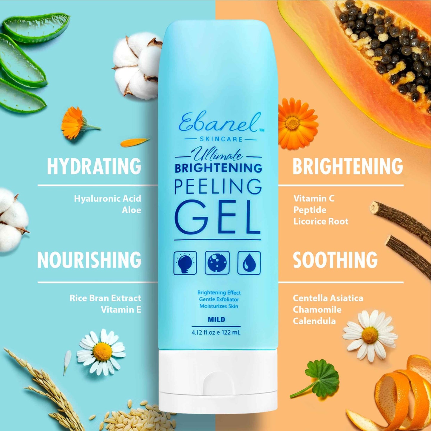 Ebanel Bundle of Gentle Exfoliating Face Scrub Peeling Gel and 30% AHA 2% BHA Chemical Peel Exfoliant Gel