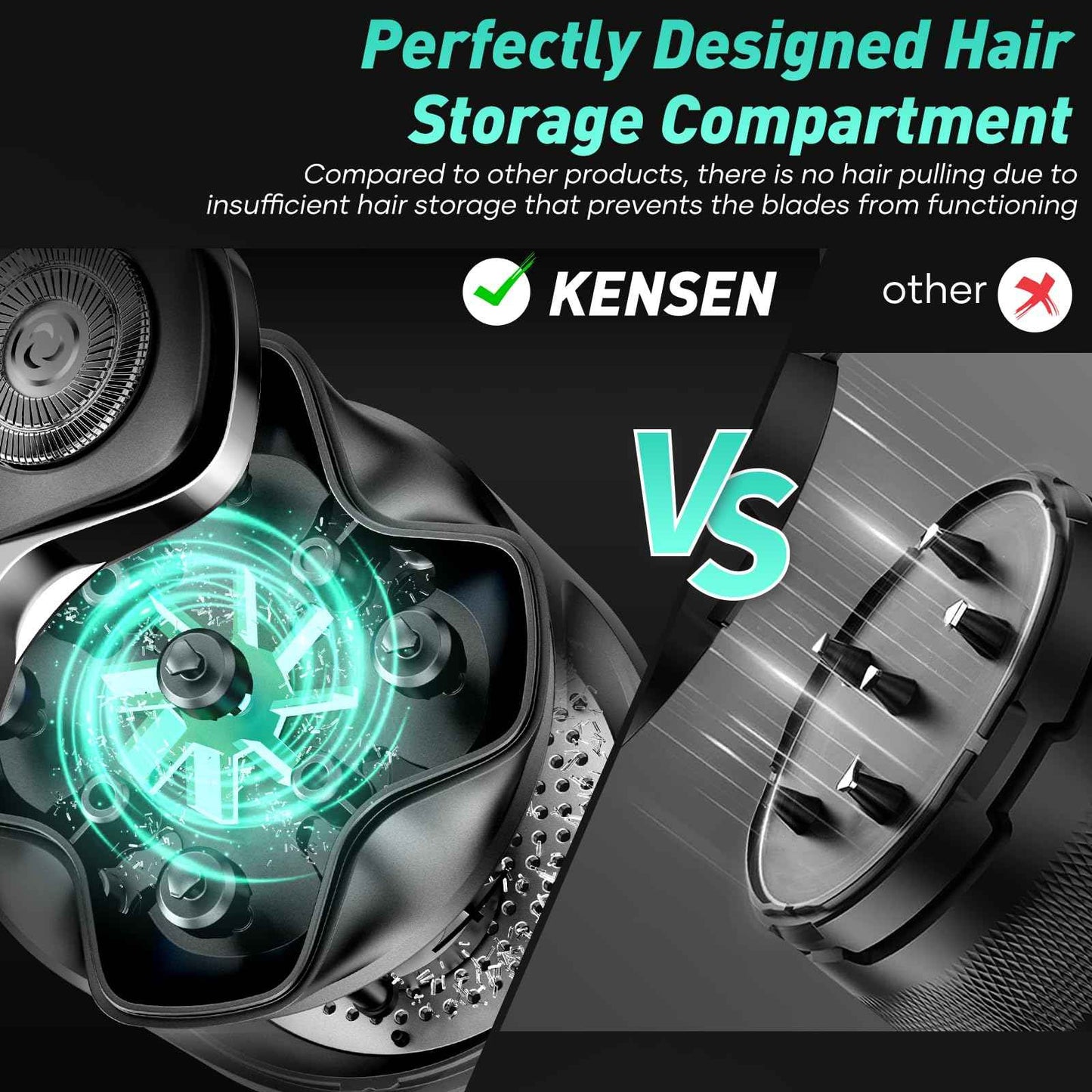 5D Head Shavers for Bald Men - Kensen 2025 Upgraded Large Hair Chamber Bald Head Shavers for Men, Best Head Razors for Bald Mens Waterproof USB-C Rechageable 160min Use for Home Office Travel Gift