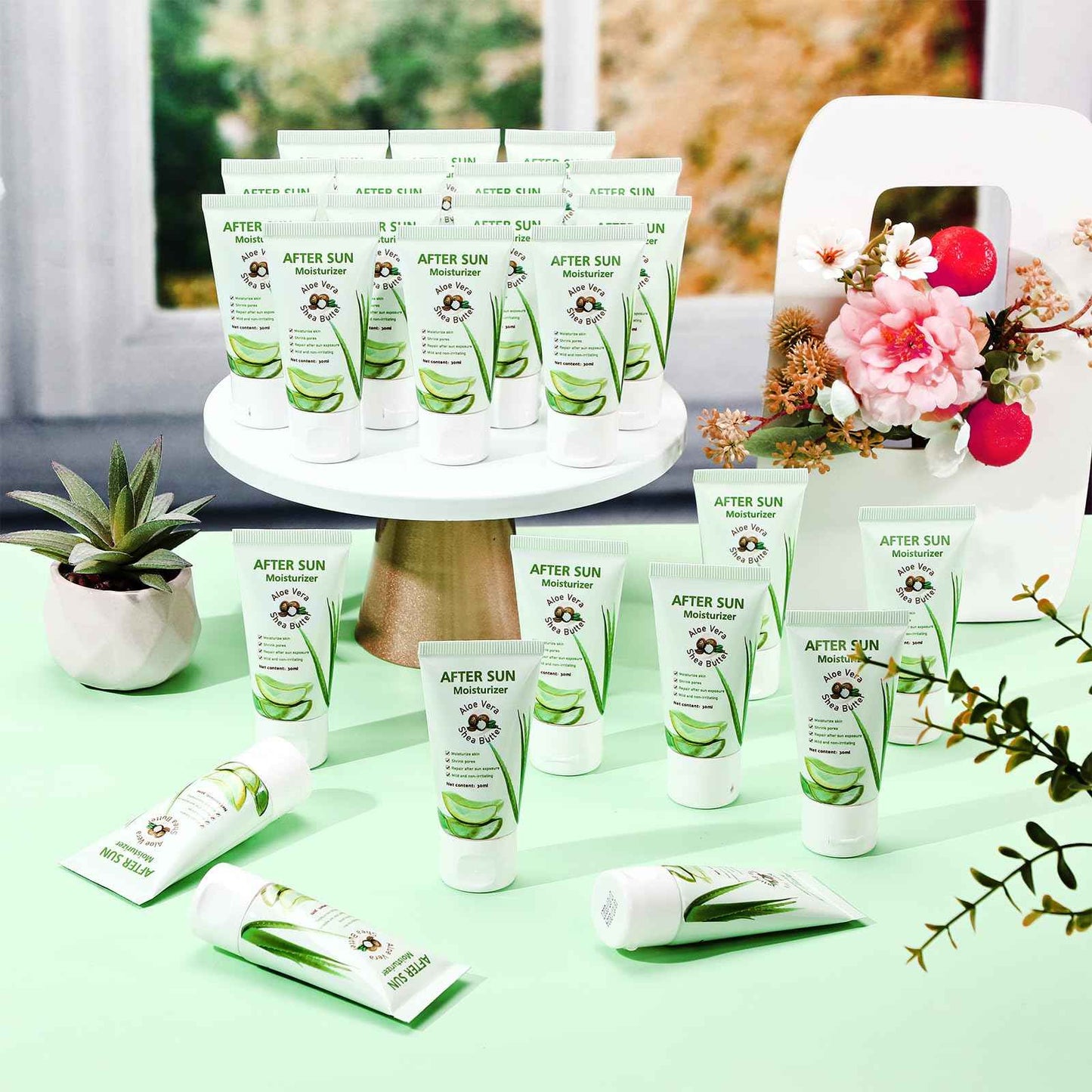 Dansib 24 Pcs After Sun Lotion Mini Aloe Vera Lotion Bulk Travel, 1 oz Travel Size Aloe Vera Skin Moisturizer Organic Mini Sunscreen Bulk Party Favor Moisturizing for Face and Body