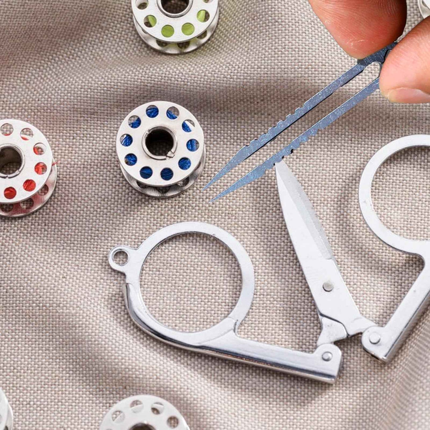 2 Pcs EDC Tweezers Titanium Tweezers Portable Titanium Alloy Tweezers Precision Tweezers Travel Portable Small Tweezer Pick Up Tweezers for Camping Outdoor Gadget(Blue)