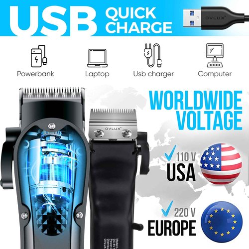 Cordless Hair Clippers for Men: Professional Barber Clippers for Precision Grooming, Rechargeable and Powerful - Máquina para Cortar Pelo de Hombre