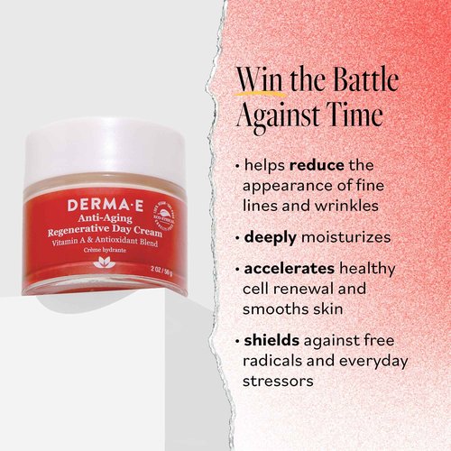 Derma E Anti-Aging Regenerative Day Cream – Astaxanthin Moisturizer for Face – Lightweight Firming Anti-Wrinkle Cream with Lavender, Jojoba Oil and Vitamin E, 2 oz