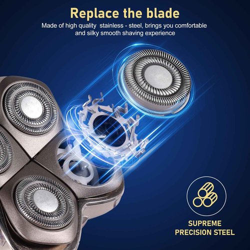 4pcs Shaver Replacement Blades for Skull Shaver Pitbull Boron PRO,Triple-ring Shaver Replacement Heads Compatible with Skull Shaver Pitbull Gold/Silver/Platinum/Diamond Pro Shaver and Palm Shaver