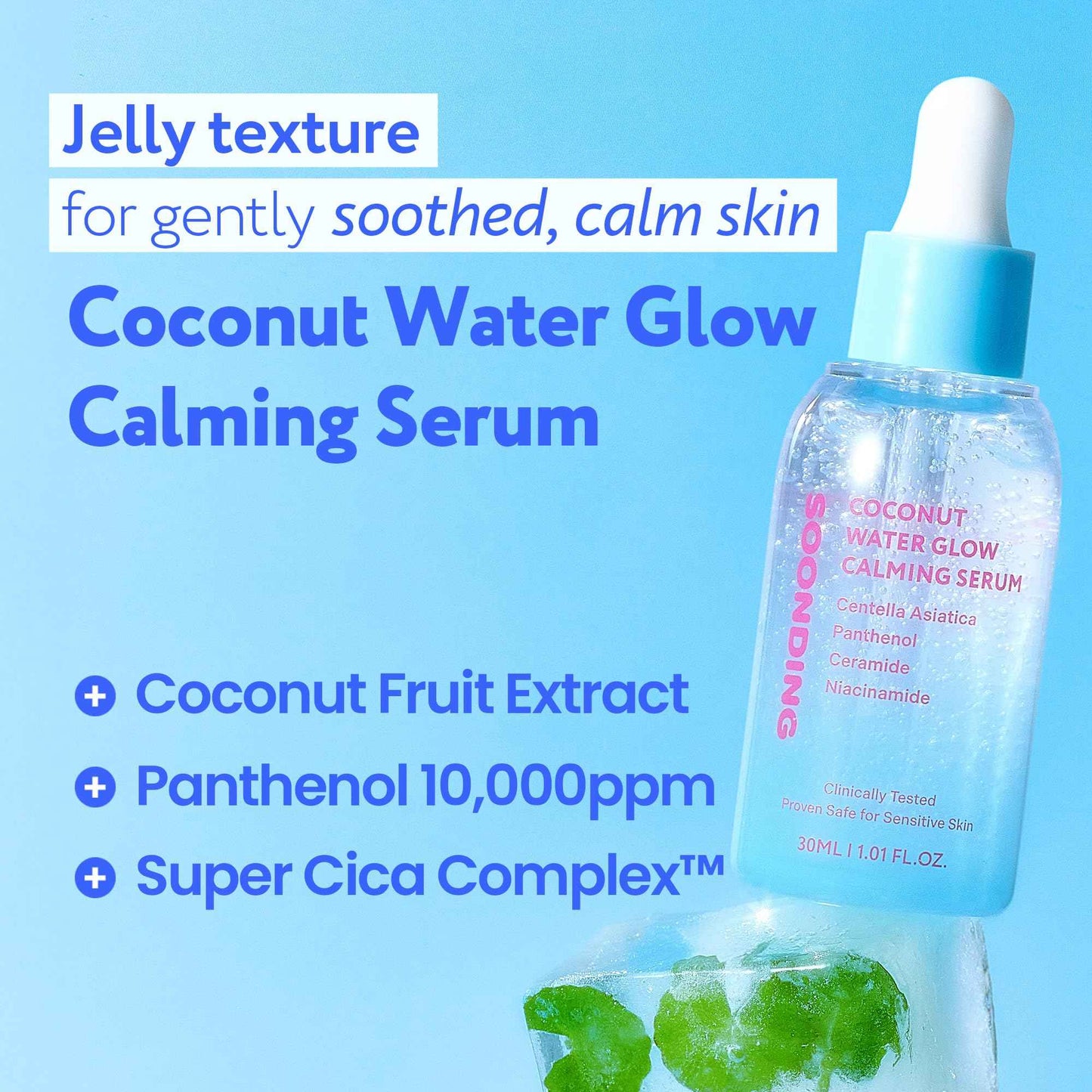 SOONDING Coconut Water Glow Calming Serum | Hydrating & Soothing Serum with Panthenol, Niacinamide & Cica | Centella Asiatica | Barrier Repair for Sensitive Skin | Korean Skin Care (30ml / 1.01 fl oz)
