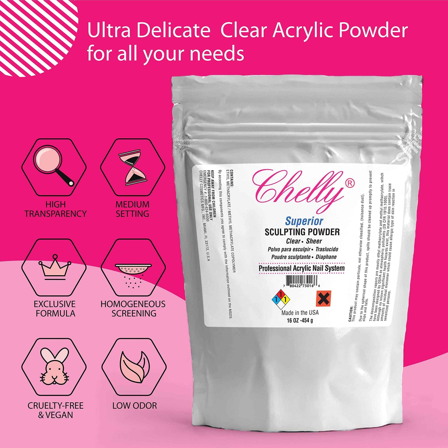 YSSER Chelly Superior Sculpting Powder Clear Blush Pink Medium Pink 16 oz