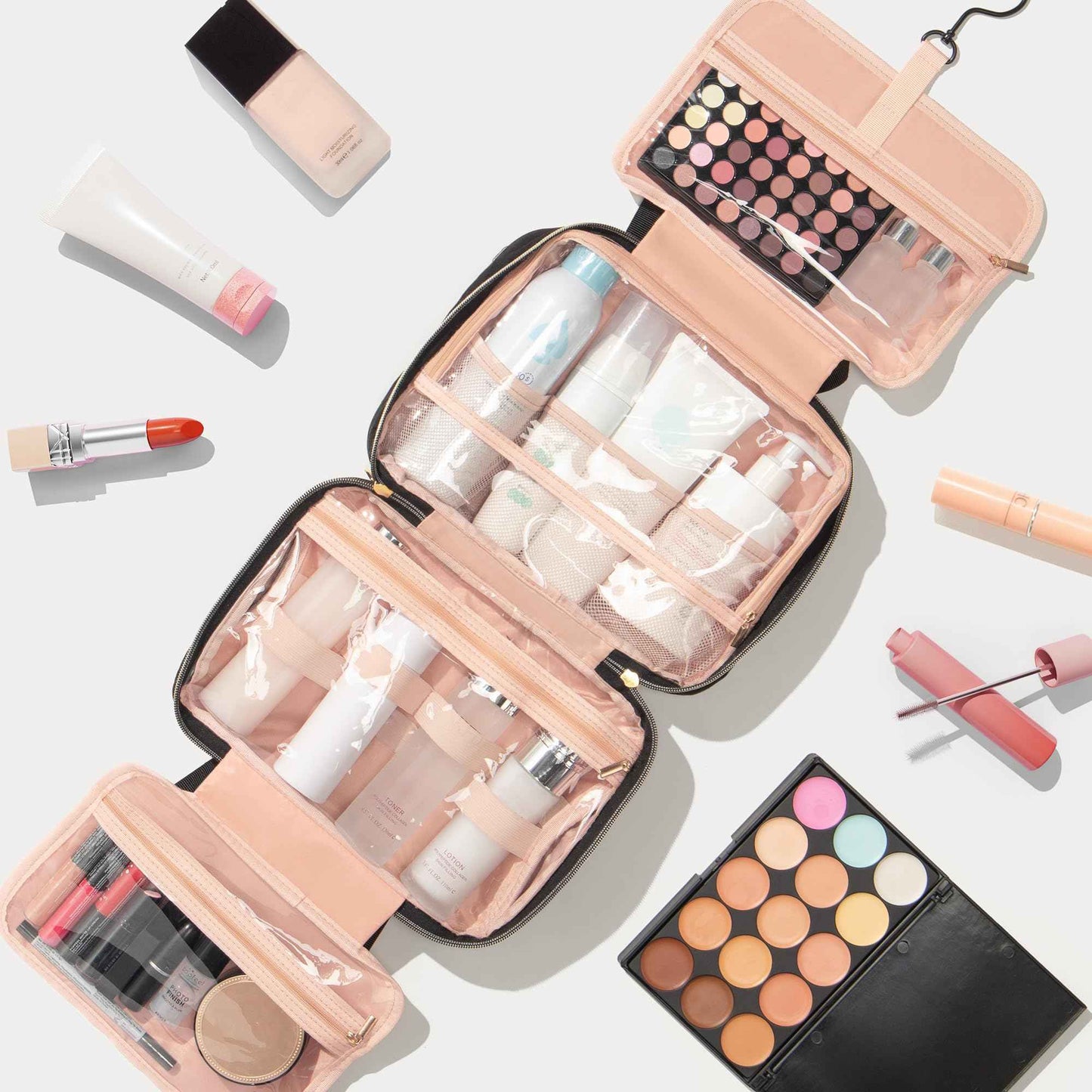 Personalized Gifts for Women, Initial Toiletry Bag Hanging Travel Organizer & Makeup Cosmetic Bag with Embroidery Letter Teacher Appreciation Gift Birthday Christmas Gifts for Mom Wife Friend Sister