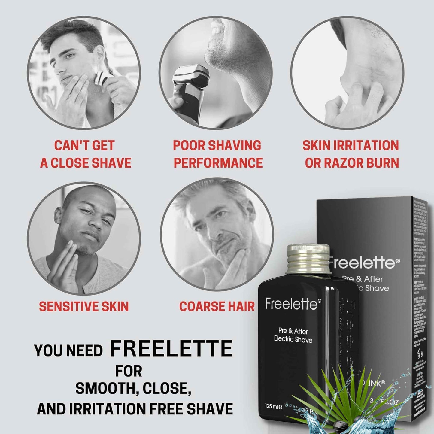 Pre Electric Shave After Shave Lotion Cream - Best For Close Shave - Smooth Irritation-Free Shaving - Shooting and Moisturising Formula Balm. Freelette (Original)
