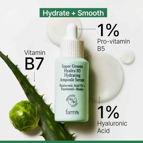 Farm Rx Super Greens Hyalru B5 Hydrating Ampoule Serum (latest version) - Korean Skin Care, Lightweight, All-Day Hydration. Hyaluronic Acid, Panthenol, Vegan (1fl oz)