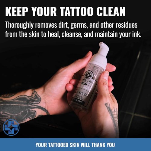 Saniderm Tattoo Recovery Bundle (3 items) – Aftercare Bandage Sheets (6 in x 8 in) + Foaming Soap (1.7oz) + Aftercare Balm PLUS+ (0.6 oz)