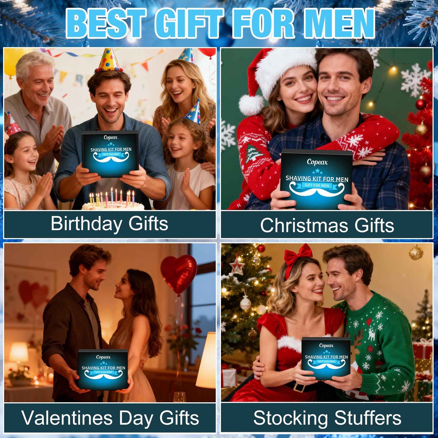 Shaving Kit for Men,Natural Cologne Shaving Cream,Balm,Shaving Soap Bowl,Razor,Tumbler Cup,Mens Grooming & Care Kit Christmas Gifts for Men Dad Him Boyfriend Stocking Stuffers Secret Santa Gift Set