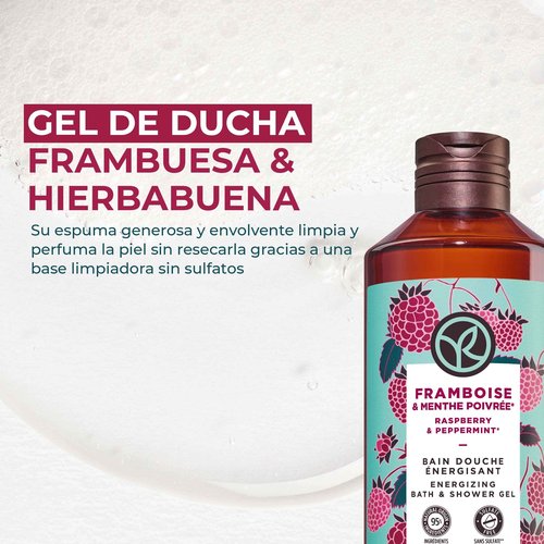 Yves Rocher Raspberry and Peppermint Energizing Bath and Shower Body Gel - 400 ml. / 13.5 fl.oz.