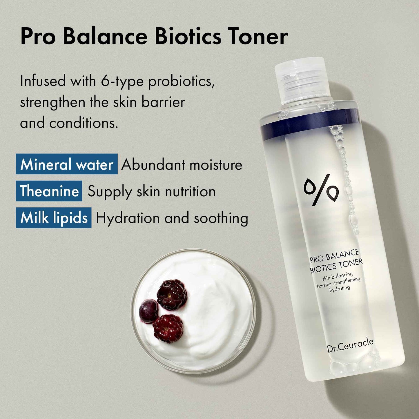 Dr.Ceuracle Pro Balance Biotics Toner - pH Balance Hydrating Daily Toner for Face, Fragrance-Free Korean Skincare Facial Toner with 6-Probiotics, Theanine, Milk Lipids (300ml / 10.14 fl. oz.)