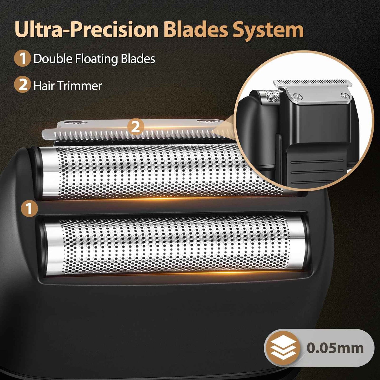 Haosens Electric Foil Razor for Men, Electric Shavers with Pop-Up Trimmer Rechargeable - 2-Speed Adjustable, Travel Lock, 120 Mins Runtime, Double Floating Blades for Men's Face Close Shaving (Black)