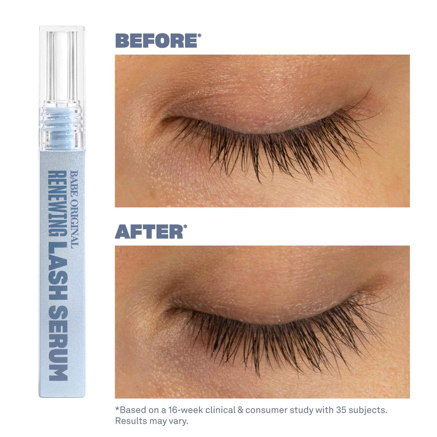 BABE ORIGINAL Renewing Lash Serum – Peptide-Infused Eyelash Serum for Fuller, Longer-Looking Natural Lashes, Lash Enhancing Treatment with Nourishing Botanicals, Cruelty-Free & Gentle, 6mL